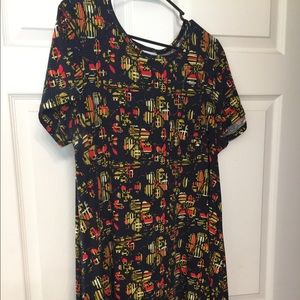 LuLaRoe Carly dress Large - Navy with flowers
